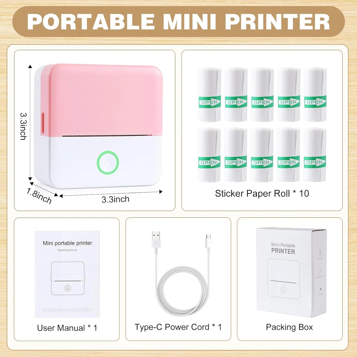 Portable Bluetooth Thermal Mini Printer with Wireless Label Printing Capability