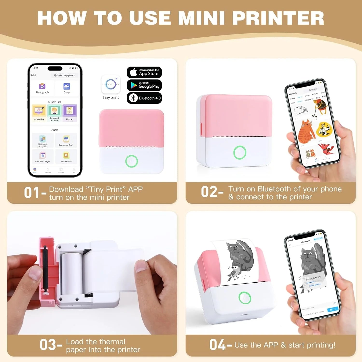 Portable Bluetooth Thermal Mini Printer with Wireless Label Printing Capability