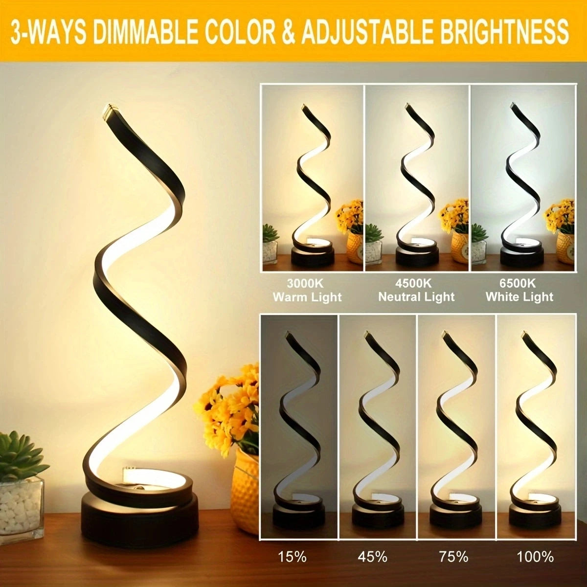 Spiral Dimmable LED Table Lamps